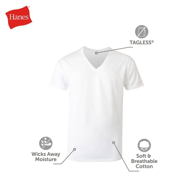 Mens Hanes Ultimate® Core 5pk. V-Neck Tee - White