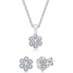 Nova Star(R) Lab Grown Diamond Flower Pendant & Earring Set