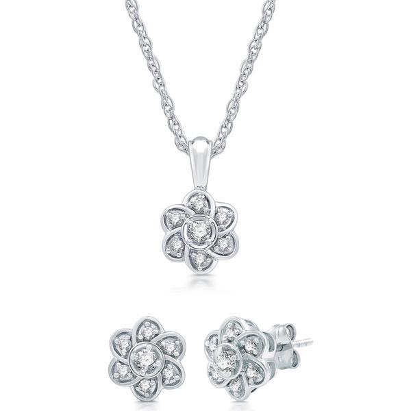 Nova Star(R) Lab Grown Diamond Flower Pendant & Earring Set - image 