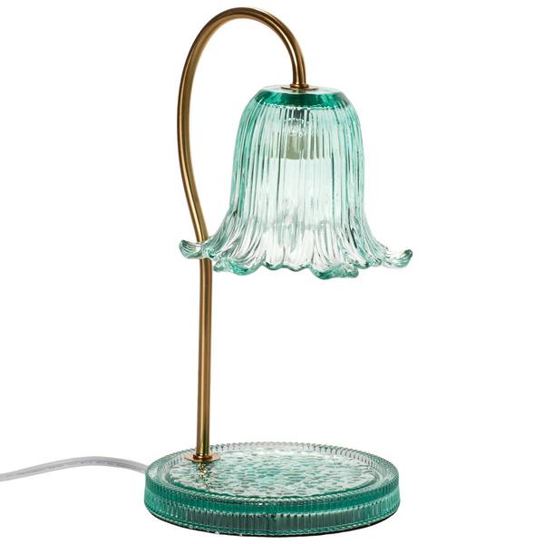 Mikasa Electric Candle Base w/ Blue Green Glass Shade - image 