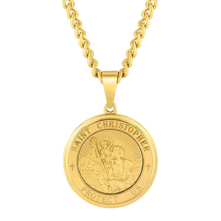 Mens Gentlemens Classics(tm) Gold St. Christopher Medallion Pendant