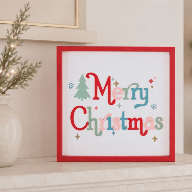 Melrose 7.75in. Merry Christmas Square Block Sign