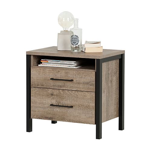South Shore 2-Drawer Nightstand-Weathered Oak