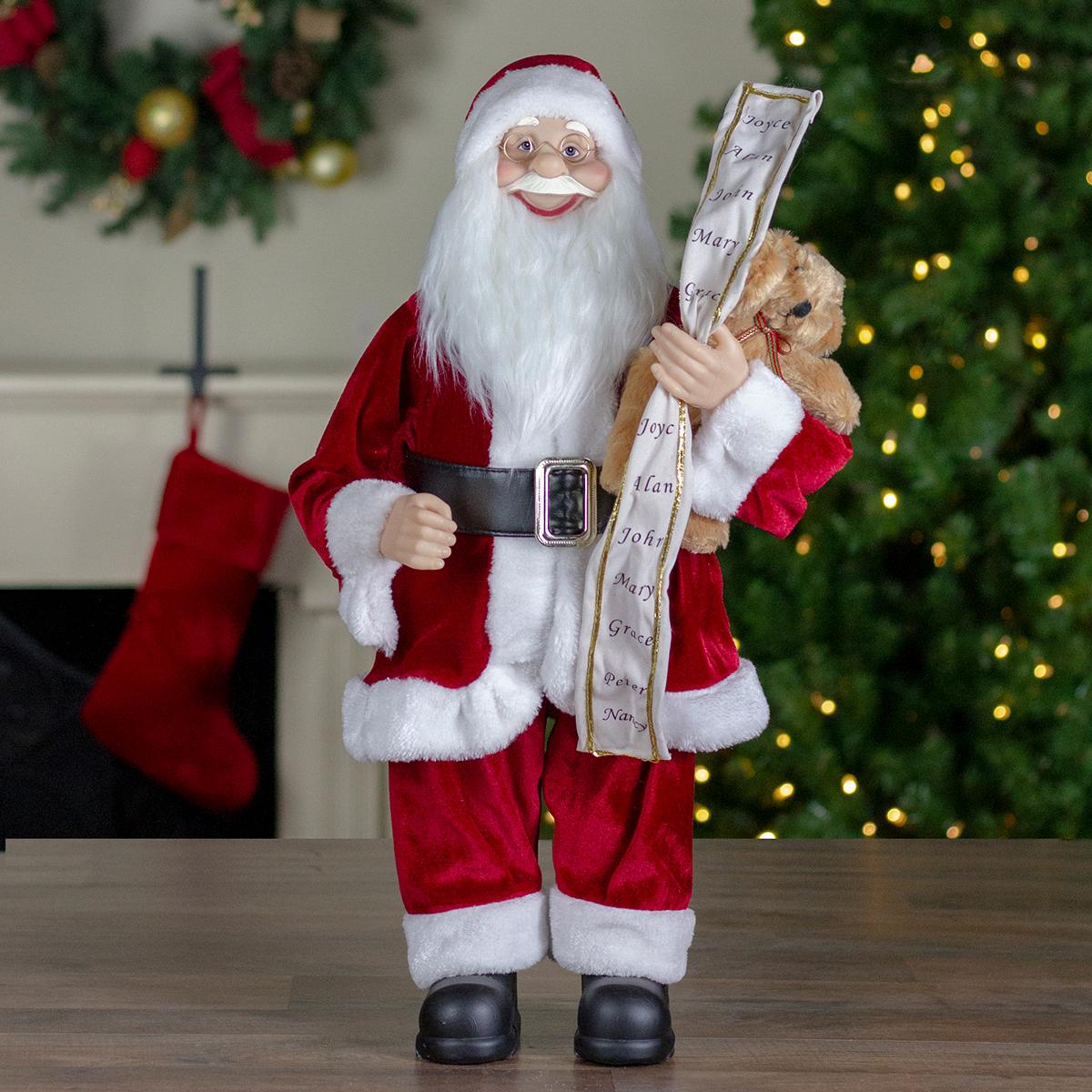 Northlight Standing Santa with Teddy Bear & List Christmas Figure