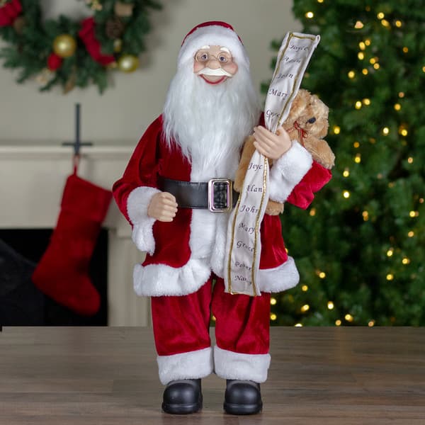 Northlight Standing Santa with Teddy Bear & List Christmas Figure