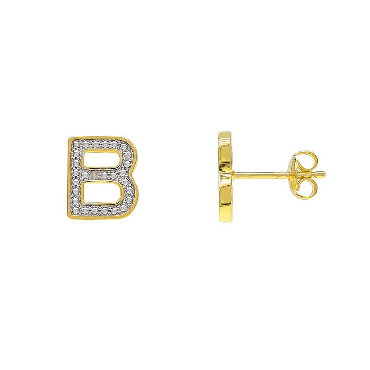 Accents Gold Diamond Accent Initial B Stud Earrings