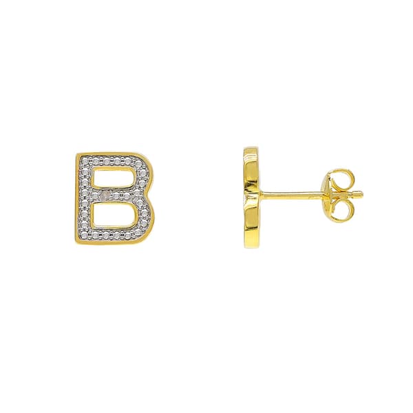 Accents Gold Diamond Accent Initial B Stud Earrings - image 