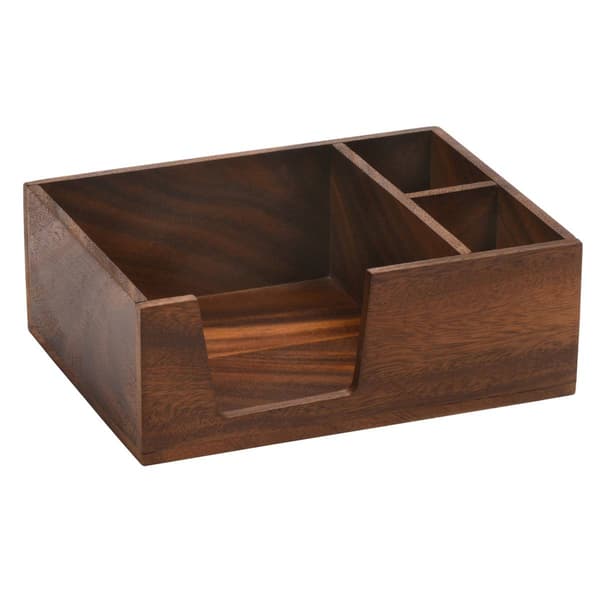 Kalmar Home Acacia Wood Flatware and Napkin Holder