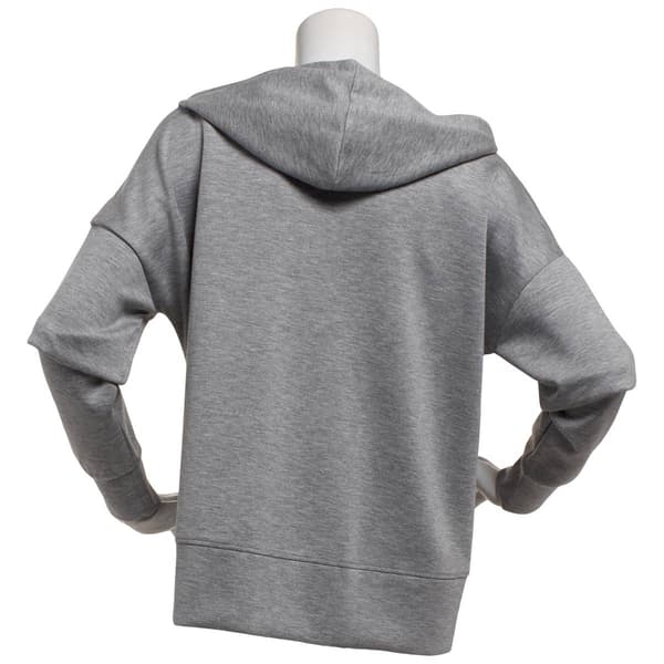 Womens Bebe Sport Drop Shoulder Piping Zipper Front Hoodie