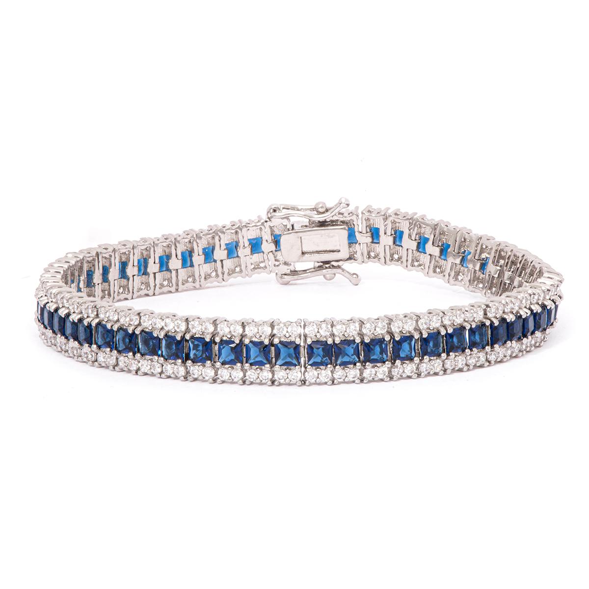 Gianni Argento Lab Grown Sapphire and CZ Bracelet