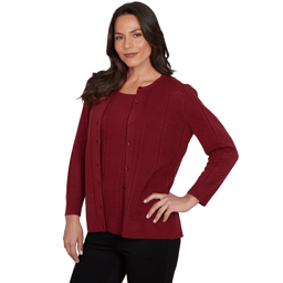 Petite Emaline Country Code 3/4 Sleeve Pointelle Cardigan
