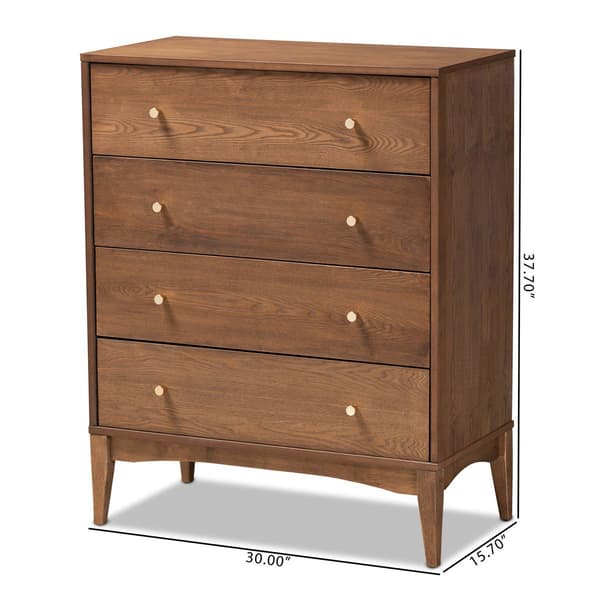Baxton Studio Landis Mid-Century Ash Walnut Wood 4-Drawer Chest