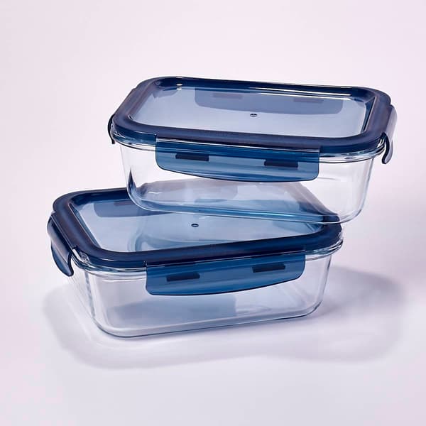 Farberware&#40;R&#41; 35.6oz. Blue Rectangle Glass - Set of 2 - image 