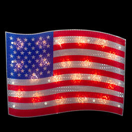 Northlight Seasonal 17in. Holographic Flag Window Silhouette