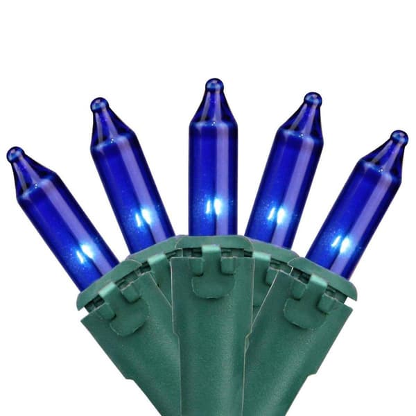 Brite Star 150ct. Blue Mini Christmas Lights - Green Wire - image 