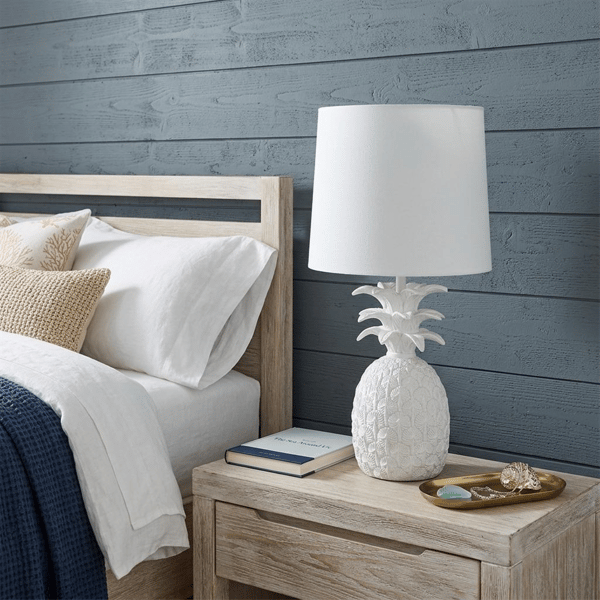 HomeRoots 17in. White Pineapple Table Lamp with Empire Shade