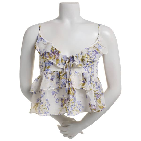 Juniors Love Tree Chiffon Floral Ruffle Cami - image 