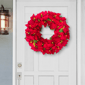 Puleo International 24in. Pre-Lit Red Poinsettia Wreath - image 3