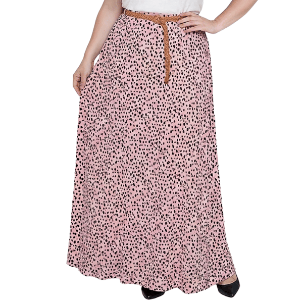 Plus Size NY Collection Belt Waist Dot Chiffon Maxi Skirt - image 