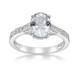 Sterling Silver Ring w/ White Topaz Gemstones