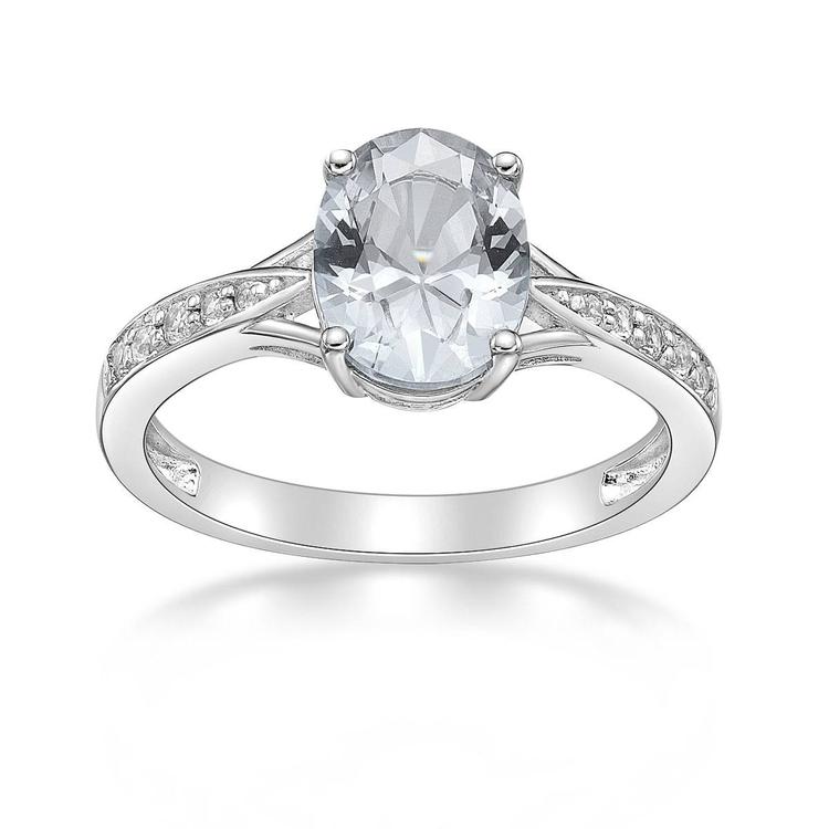 Sterling Silver Ring w/ White Topaz Gemstones