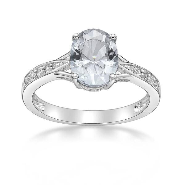 Sterling Silver Ring w/ White Topaz Gemstones - image 