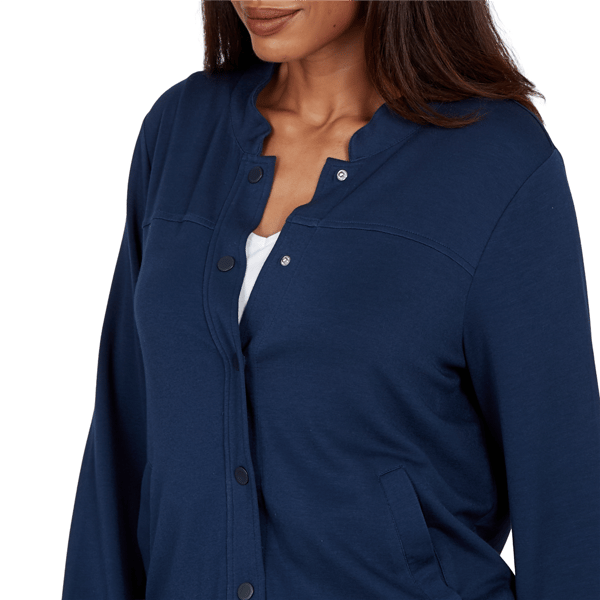 Petite Alfred Dunner Good To Go Snap Button Bomber Jacket