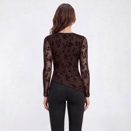 Womens BB Dakota Long Flare Sleeve Floral Mesh Blouse