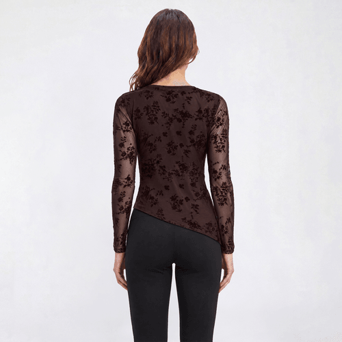 Womens BB Dakota Long Flare Sleeve Floral Mesh Blouse