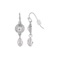 1928 Jewelry Silver-Tone Crystal Drop Earrings - image 1