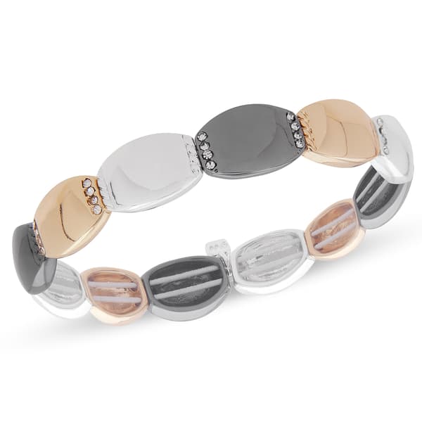Nine West Tri-Tone & Crystal Stretch Bracelet - image 