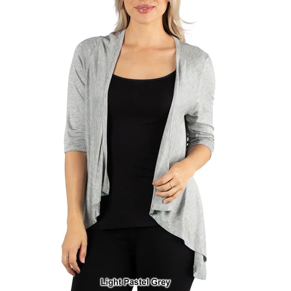 Womens 24/7 Comfort Elbow Length Open Cardigan