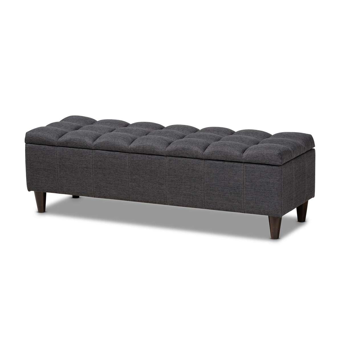 Baxton Studio Brette Wood Storage Bench Ottoman