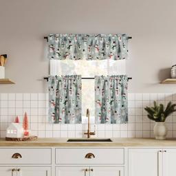 Snow People Cotton Blend Tier Kitchen Curtains
