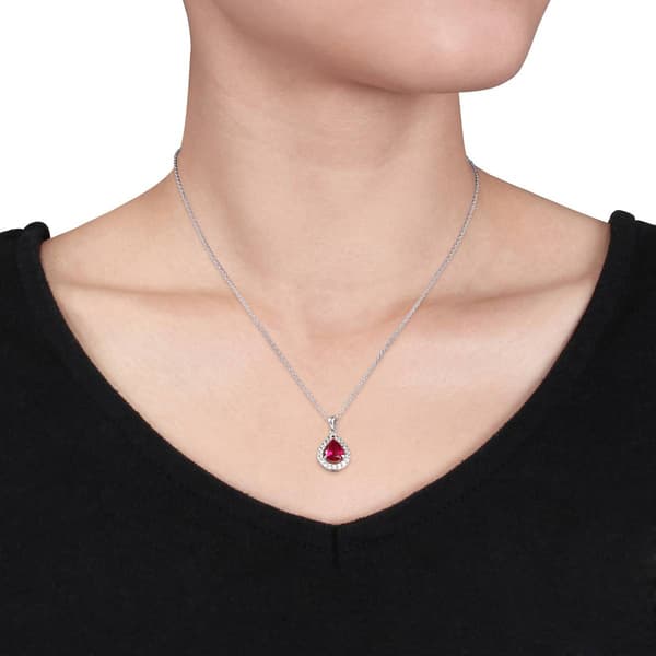 Gemstone Classics&#8482; 4 7/8ctw. Created Ruby Teardrop Necklace Set