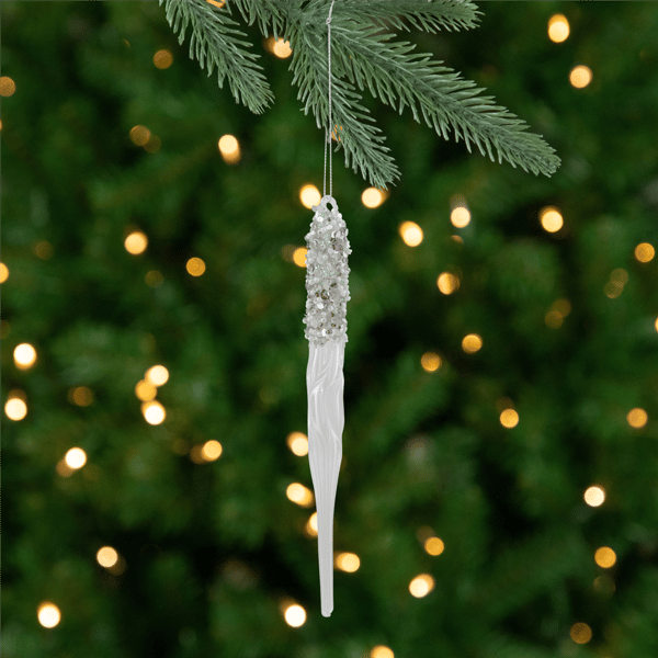 Northlight Sequined & Beaded Icicle Glass Christmas Ornament - image 
