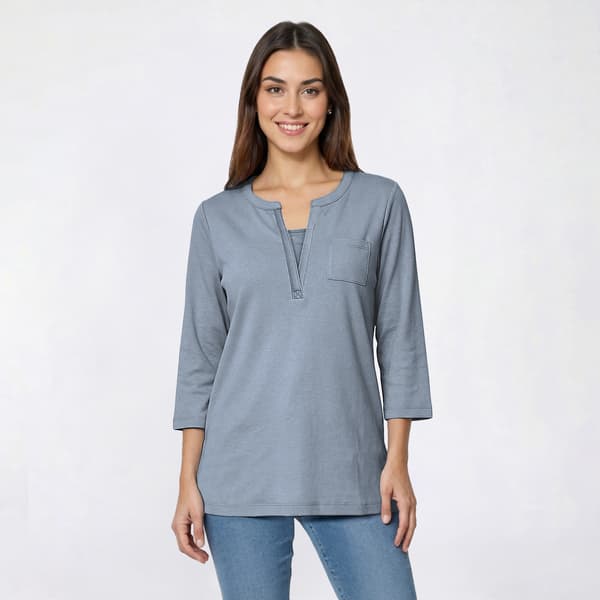 Womens Hasting & Smith 3/4 Sleeve Banded Two In One Tee - image 