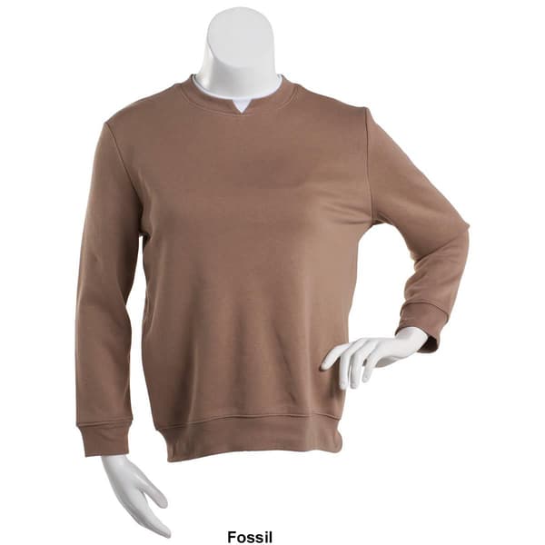 Womens Hasting & Smith Long Sleeve Basic Fleece Crew Neck Top