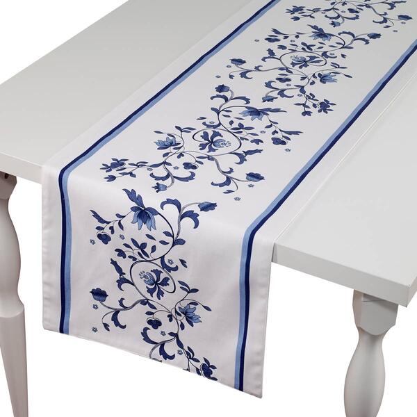 Spode&#40;R&#41; Blue Portofino Blue & White Floral Table Runner - 14x74 - image 