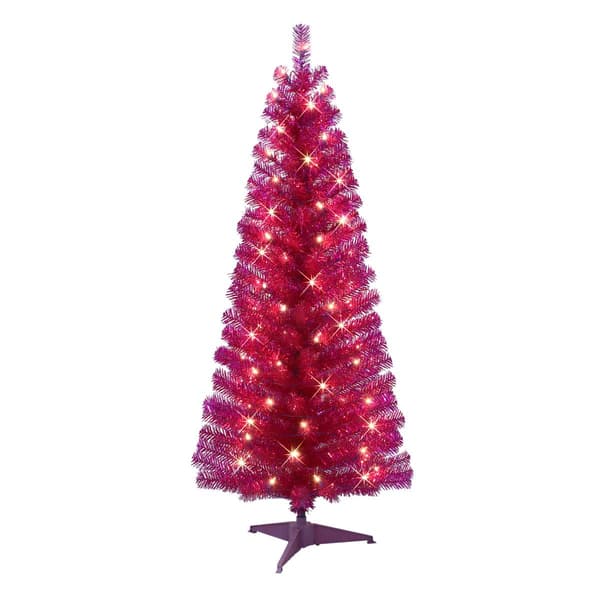 Puleo International 4.5ft. Pre-Lit Tinsel Christmas  Tree