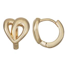 Napier Gold-Tone Heart Huggie Click-Top Hoop Earrings
