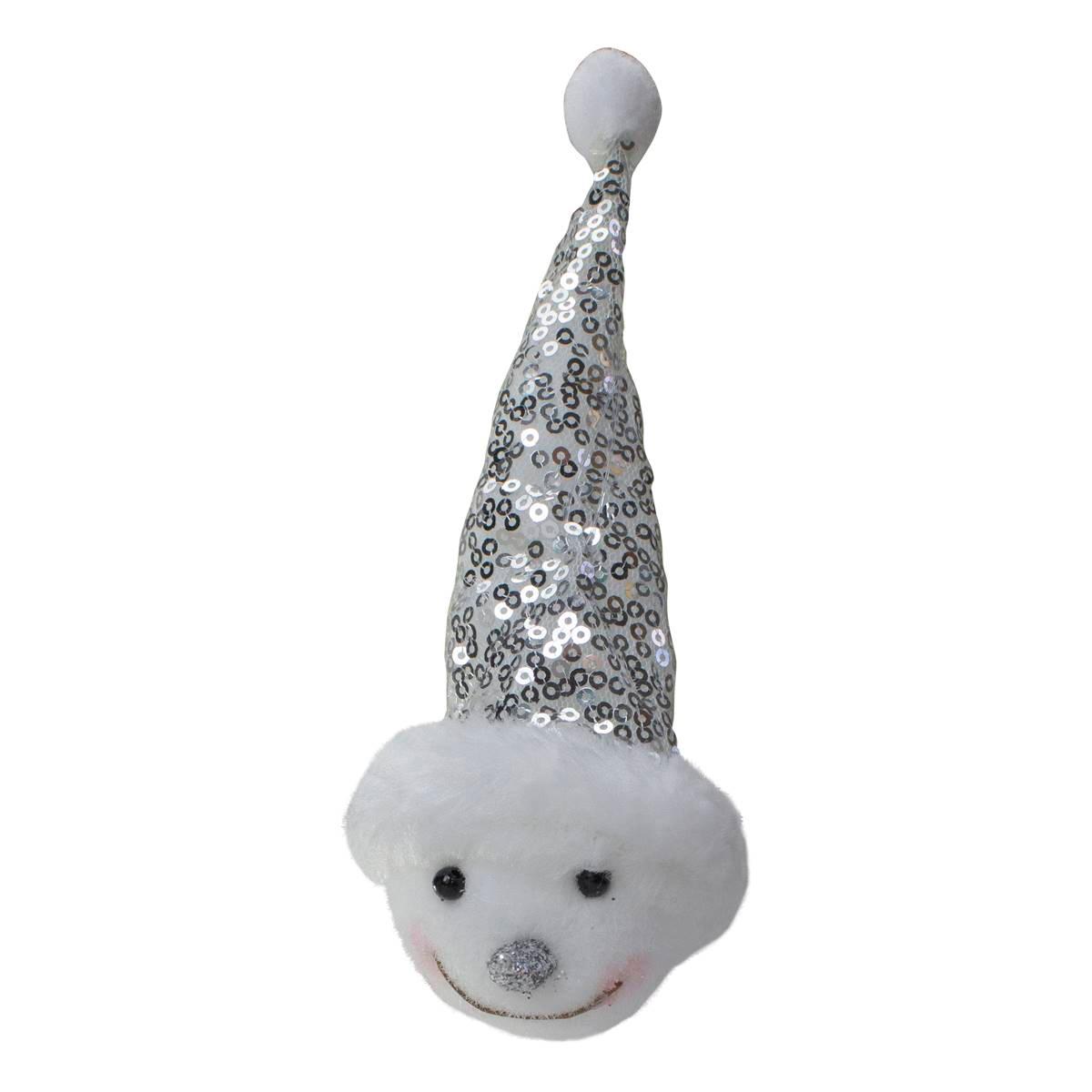 Northlight Snowman Head with Sequin Santa Hat Christmas Ornament