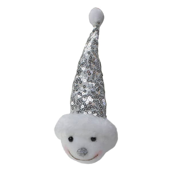 Northlight Snowman Head with Sequin Santa Hat Christmas Ornament - image 