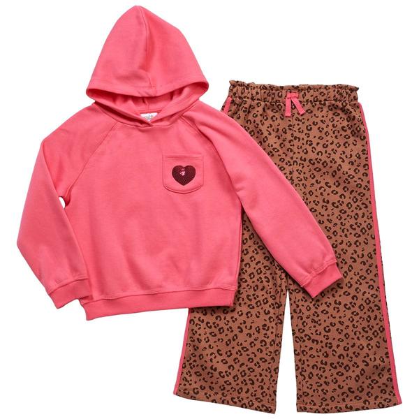 Girls (4-6x) Kids Headquarters® 2pc. Heart Hoodie & Leopard Pants