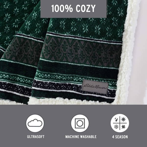 Eddie Bauer Fair Isle Plush-Fleece Throw