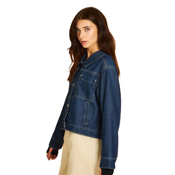Womens CITY BLUES Pleated Front Denim Jacket