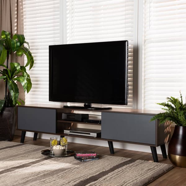 Baxton Studio Clapton Walnut Brown Finished Wood TV Stand