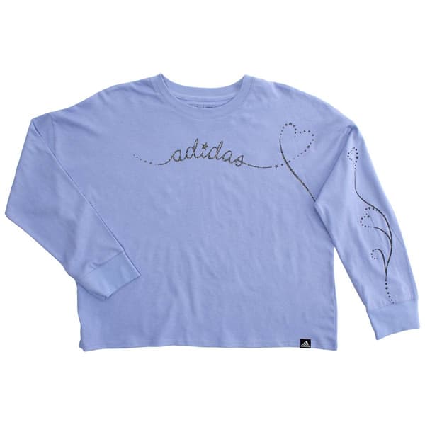 Girls (7-16) adidas® Shimmer Text & Heart Trail Drop Shoulder Tee