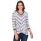 Plus Size Ruby Rd. Jetsetter Floral Stripe Twist Front Knit Top - image 1