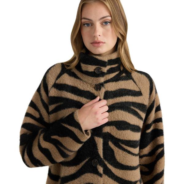 Womens NVLT Eyelash Strand Zebra Coatigan